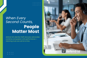 defend-id identity theft recovery advocates providing customer support in a modern office, symbolizing compassionate and efficient service that restores peace of mind.