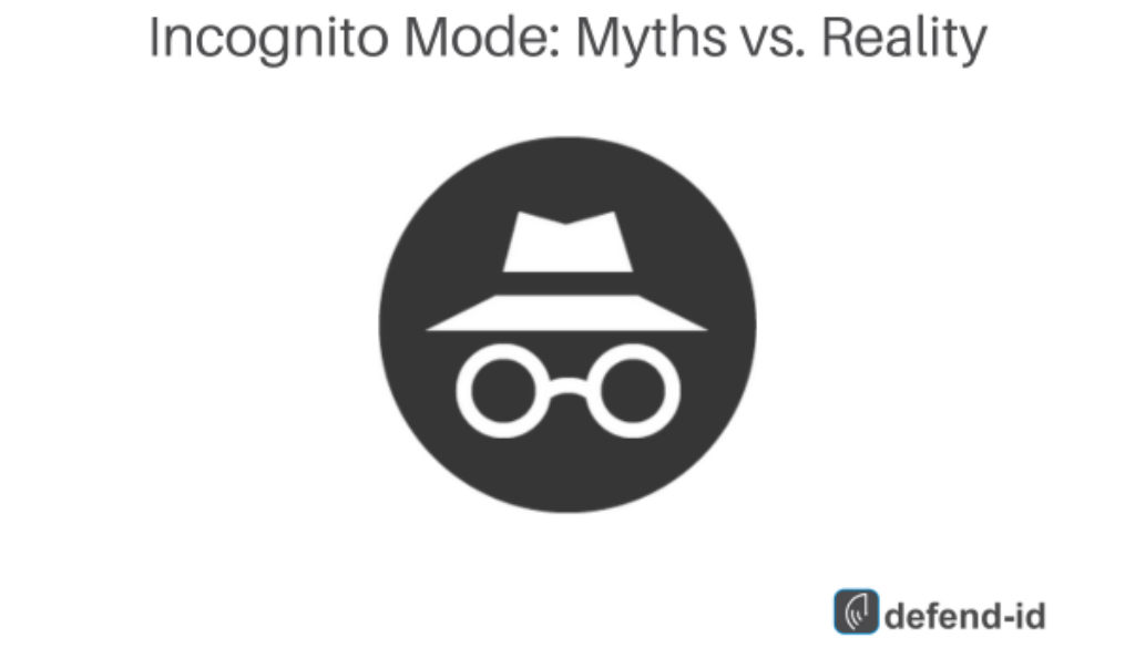 Logo depicting a spy hat and glasses symbolizing Incognito Mode, with text 'Incognito Mode: Myths vs. Reality'